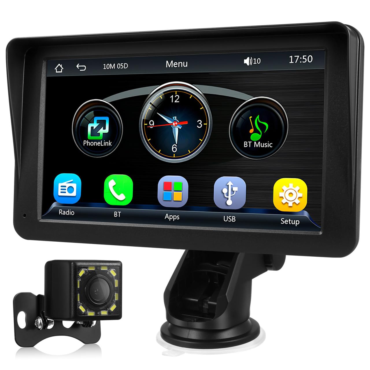 VALICLUD Autoradio sans Fil pour Voiture Fonction Assistance au Recul, Écran Tactile 7 Pouces, Résolution 1024x600, Compatible Parking, Matériau Abs Noir