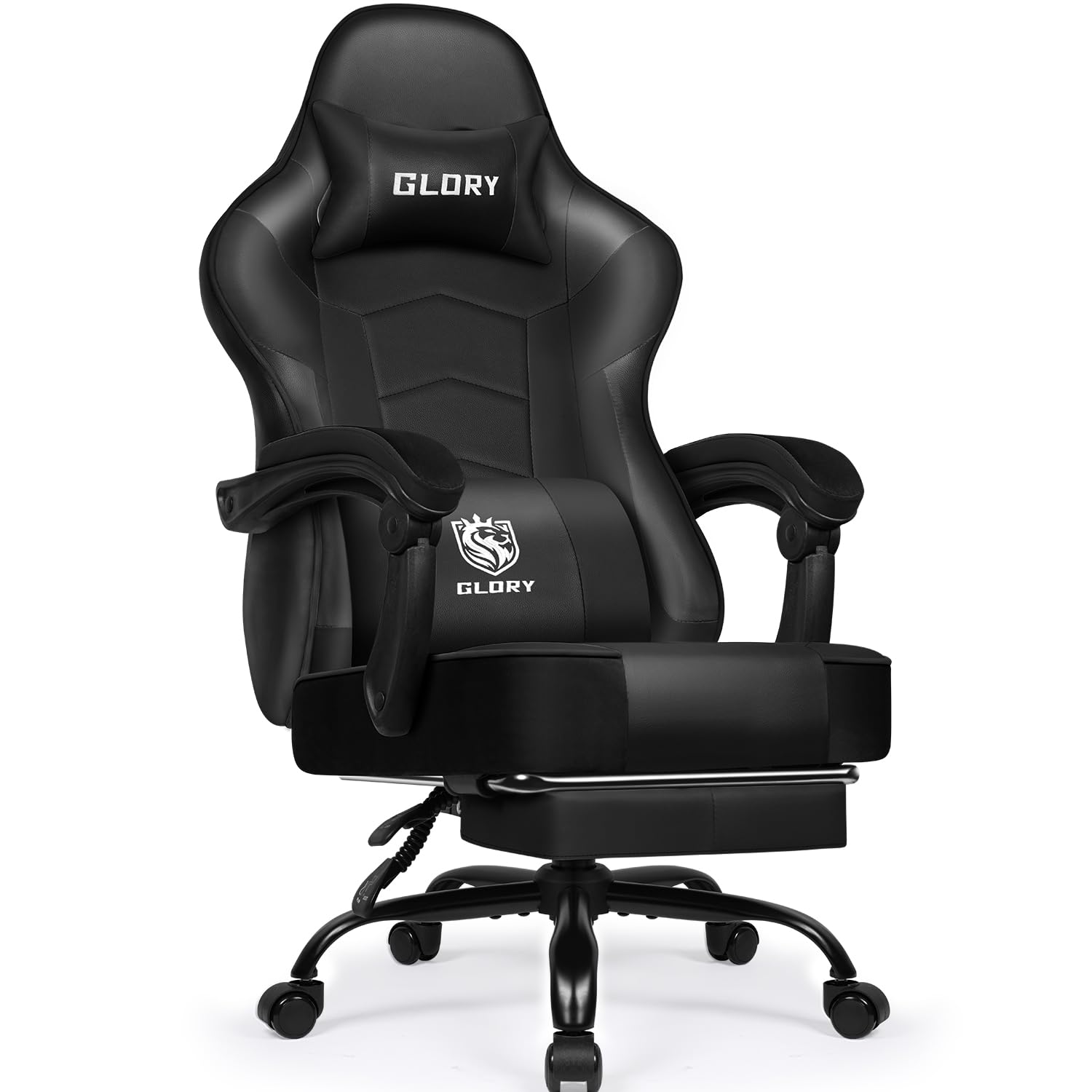 minnouat Gaming Stuhl Ergonomischer mit Fußstütze, Gamer Stuhl 150 kg Belastbarkeit, Gaming Chair Bürostuhl aus Kunstleder