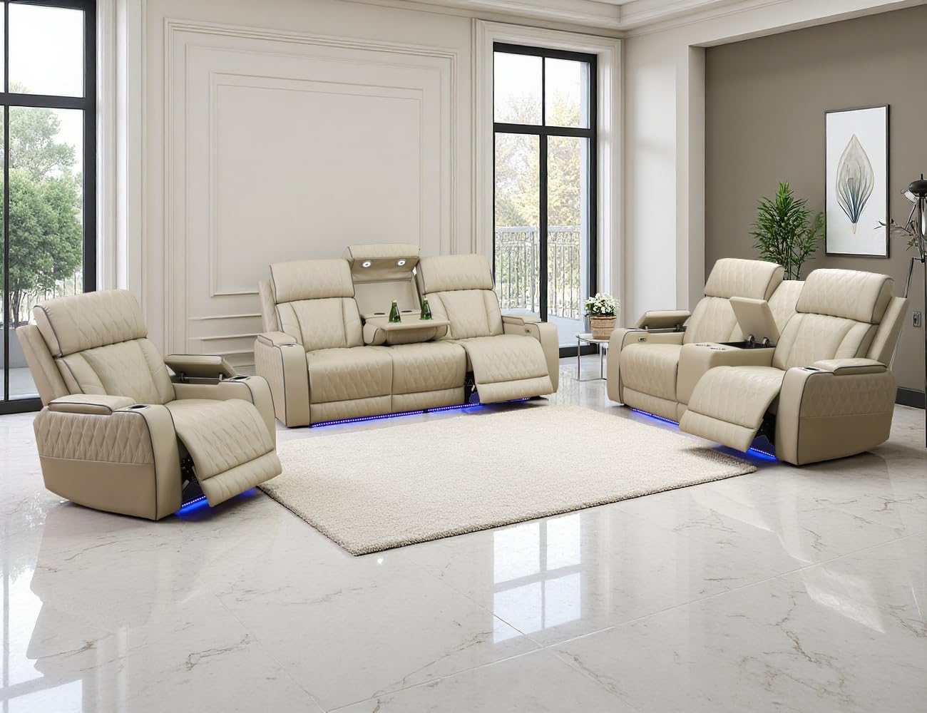 Anthato Khaki Sofa Loveseat Chair Set