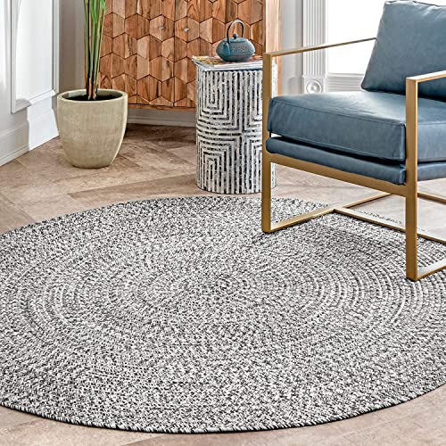 Image of Cotton Rounds Carpet for Living Room, Bedroom, Home Decor - Soft & Durable Floor Rug, Washable & Lightweight 6x6 feet, Color Light Grey