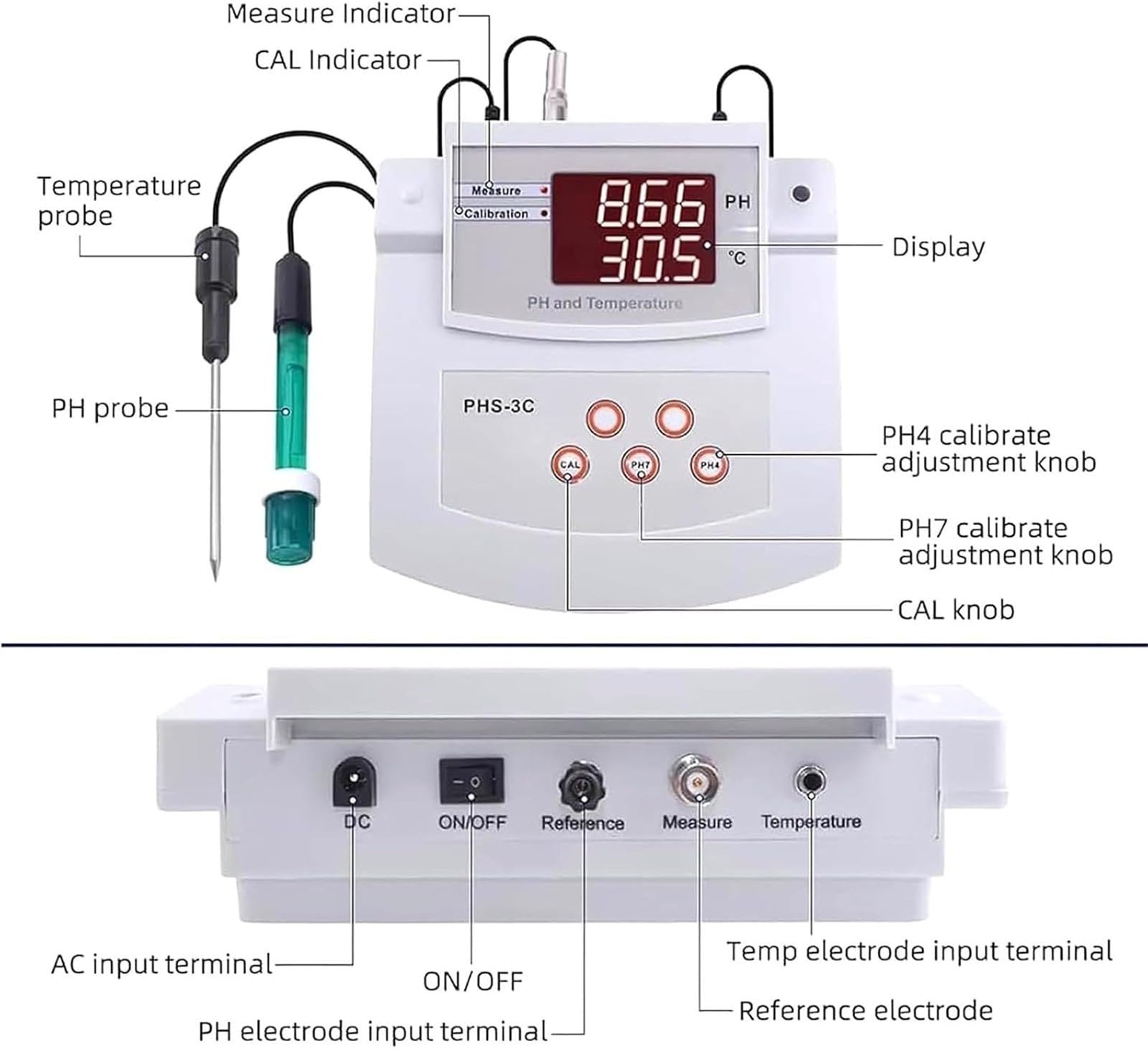 Pulpit cyfrowy tester ph i temperatury, laboratoryjny miernik ph