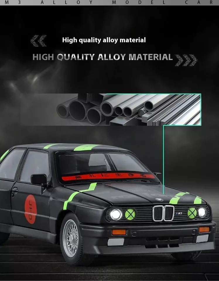 Image of WORSHIPER 1 /24 Scale B.M.W M3 Flower Edition Diecast Models Alloy Diecast Toy Car Model Sound Light Pull Back Car Toy for Kids [Pack-1] (1:24 B.M.W M3 Black [New])