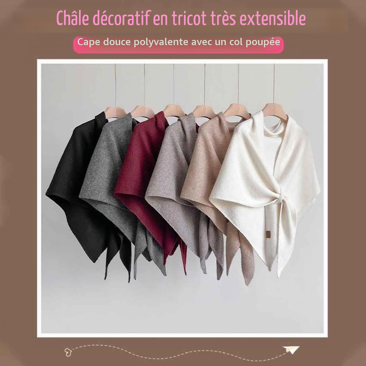 Générique ChâLe En Laine MéLangéE De Couleur Unie Pour Femmes,Cardigan Noué,ChâLe Triangulaire Pour Femme,Poncho Enveloppant Pour Voyage,Doux Et Confortable