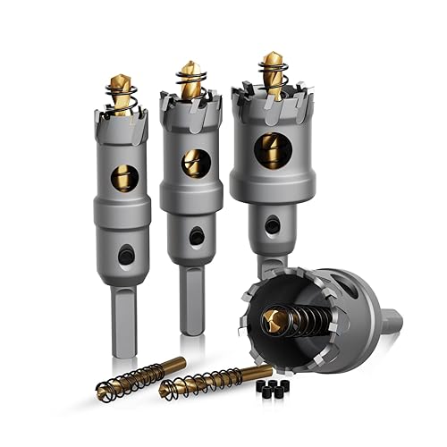 Sierra de agujero 6 piezas, sierra de agujero para metal, cortador de agujeros TCT, 4 sierras de taladro con 2 brocas centrales piloto adicionales,