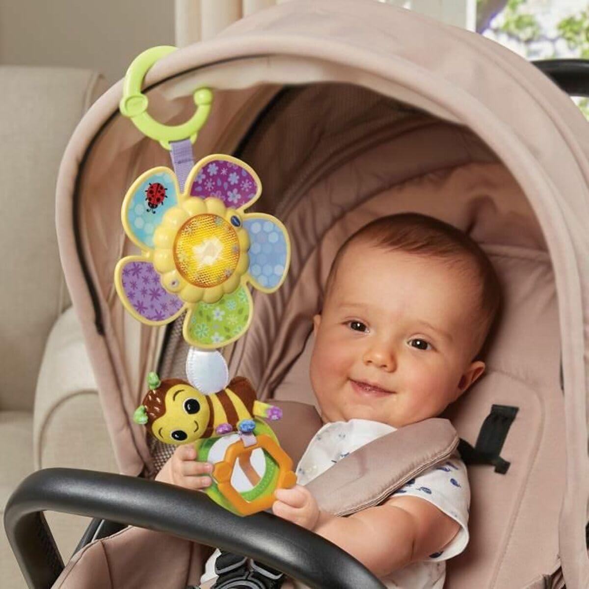 VTech - Ma Tourni Fleur d'Éveil, Jouet Poussette, Petit Jouet - 3/24 Mois - Version FR
