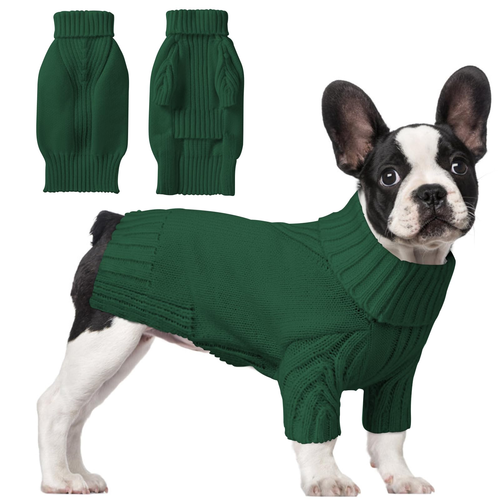 Dog Sweaters for Small Medium Large Dog, Classic Turtleneck Pet Clothes Warm Thermal Doggy Winter Coat, Thick Double Knitting Collar Pullover Cold Weather Puppy Jacket for Indoor &amp; Outdoor Wear