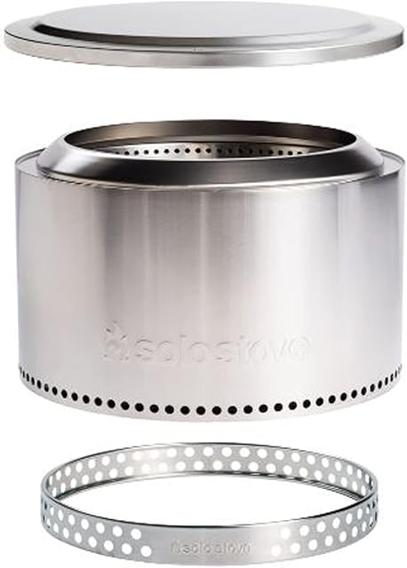 Solo Stove Yukon Essential Bundle 2.0 | Incl. Smokeless Fire Pit, Stand, Lid, Camping Accessories, Portable for Wood Burning, Removable Ash Pan, Stainless Steel, 68,5 x 50,5 cm, 18,3 kg