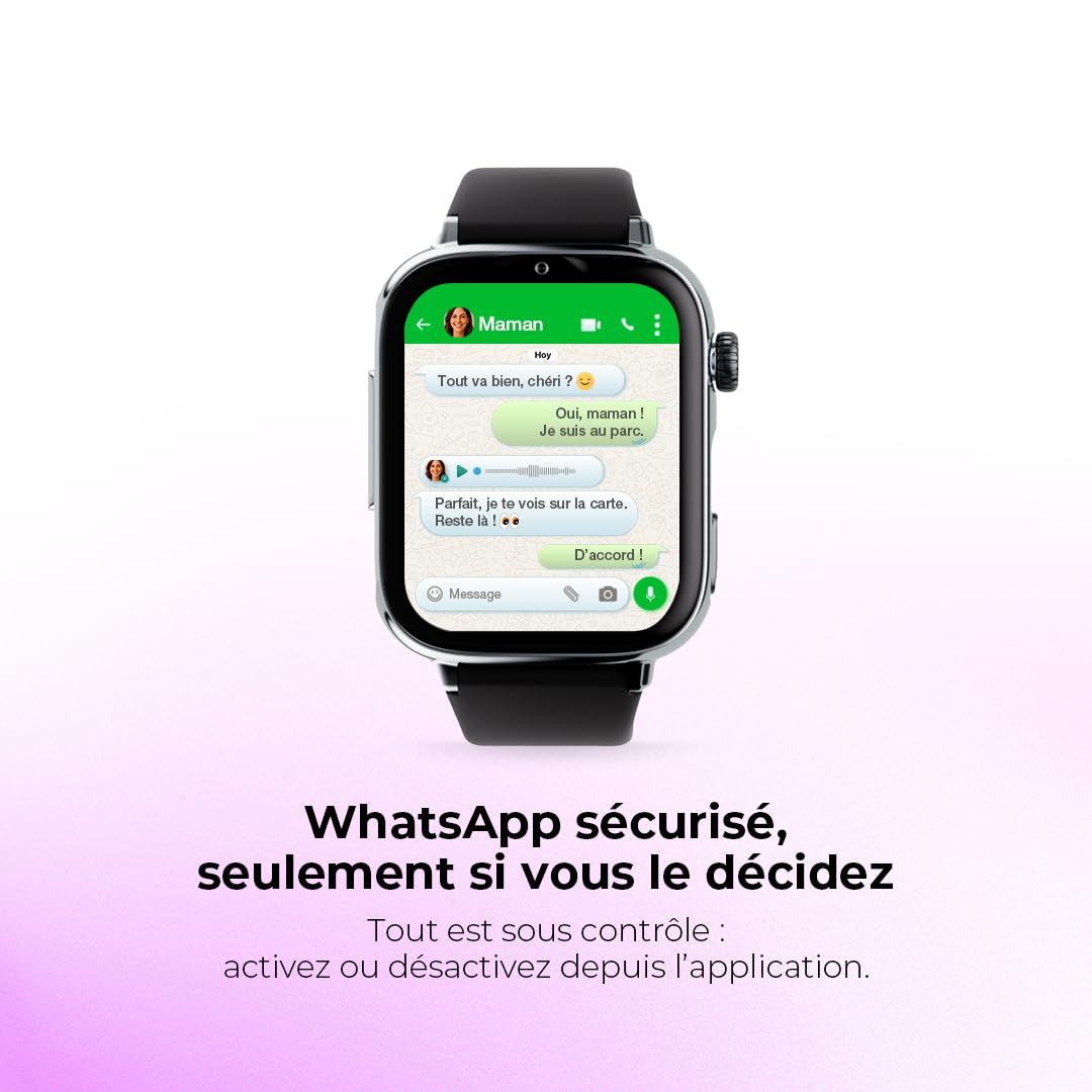 SaveFamily SaveWatch Plus 2 - dziecięcy zegarek z GPS, aparatem 8 MP, bezpieczny WhatsApp, czarna tarcza i pasek z tkaniny Tribeca