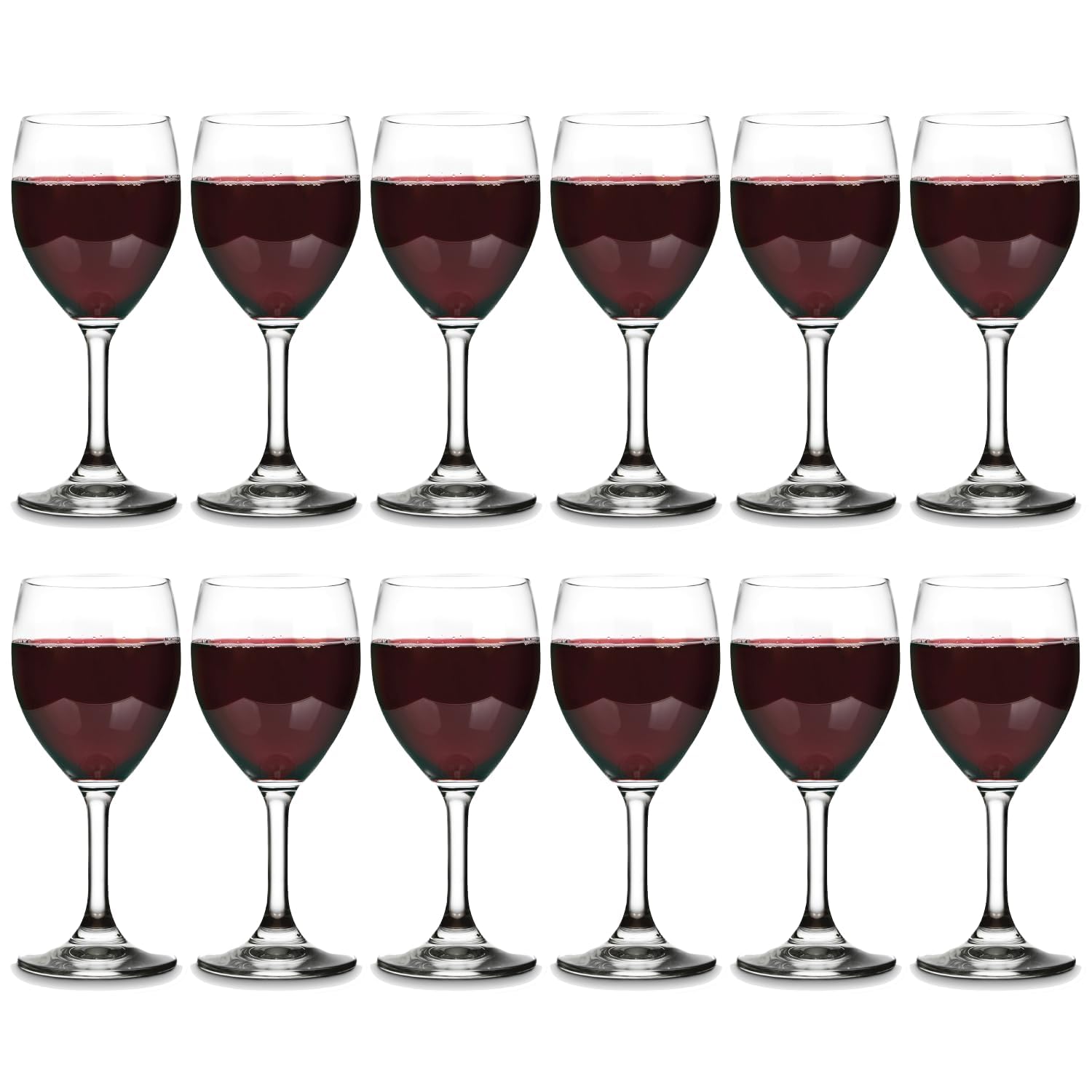 Vikko Copas de vino de cristal de 8.5 oz: copas de vino pequeñas, copa de vino para vino tinto y blanco con tallo, vasos transparentes para vino, copas de vino gruesas y duraderas, juego de 12 copas