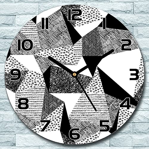 Horloge en verre 30 cm Scribbles Triangles déco moderne salon
