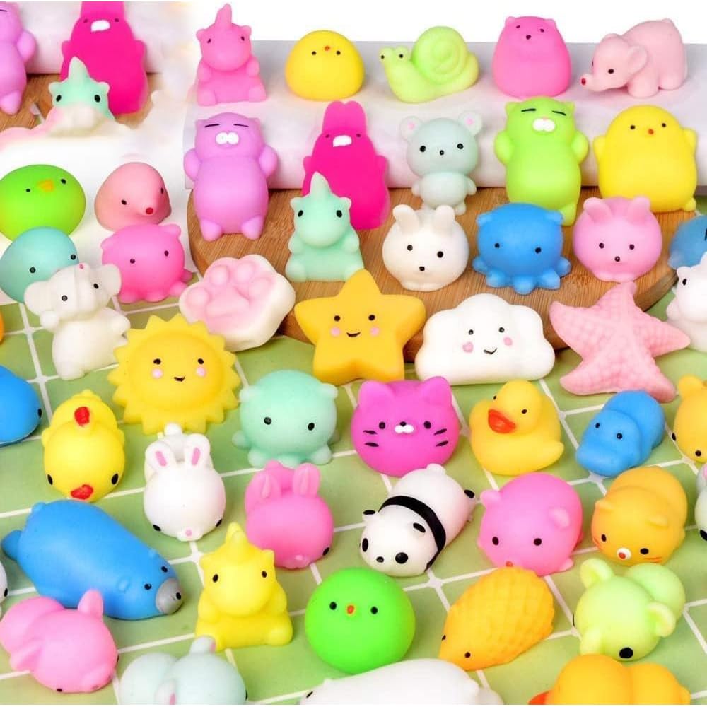 AMERTEER Squishy Toys – 50 Pcs Mini Animal Squishies | Kawaii Squeeze Toys for Kids | Cat Squishy | Stress Relief Toys | Birthday Party Favors | Goodie Bag Fillers | Classroom Prizes | Random Styles
