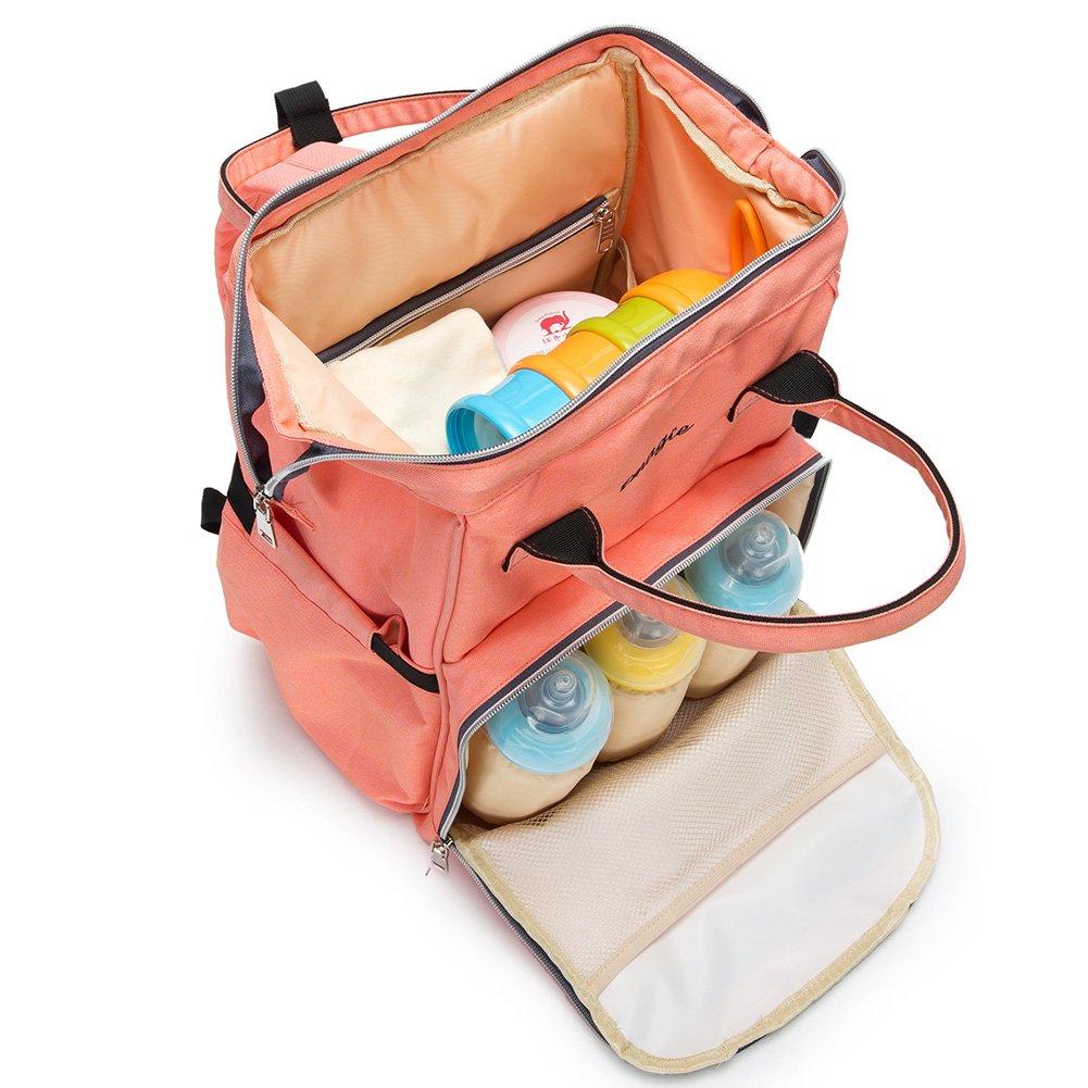borsa zaino porta pannolini, impermeabile, multifunzione, di grande capacità; organizer da viaggio con tappetino per il cambio, una borsa termica per biberon e clip per passeggino