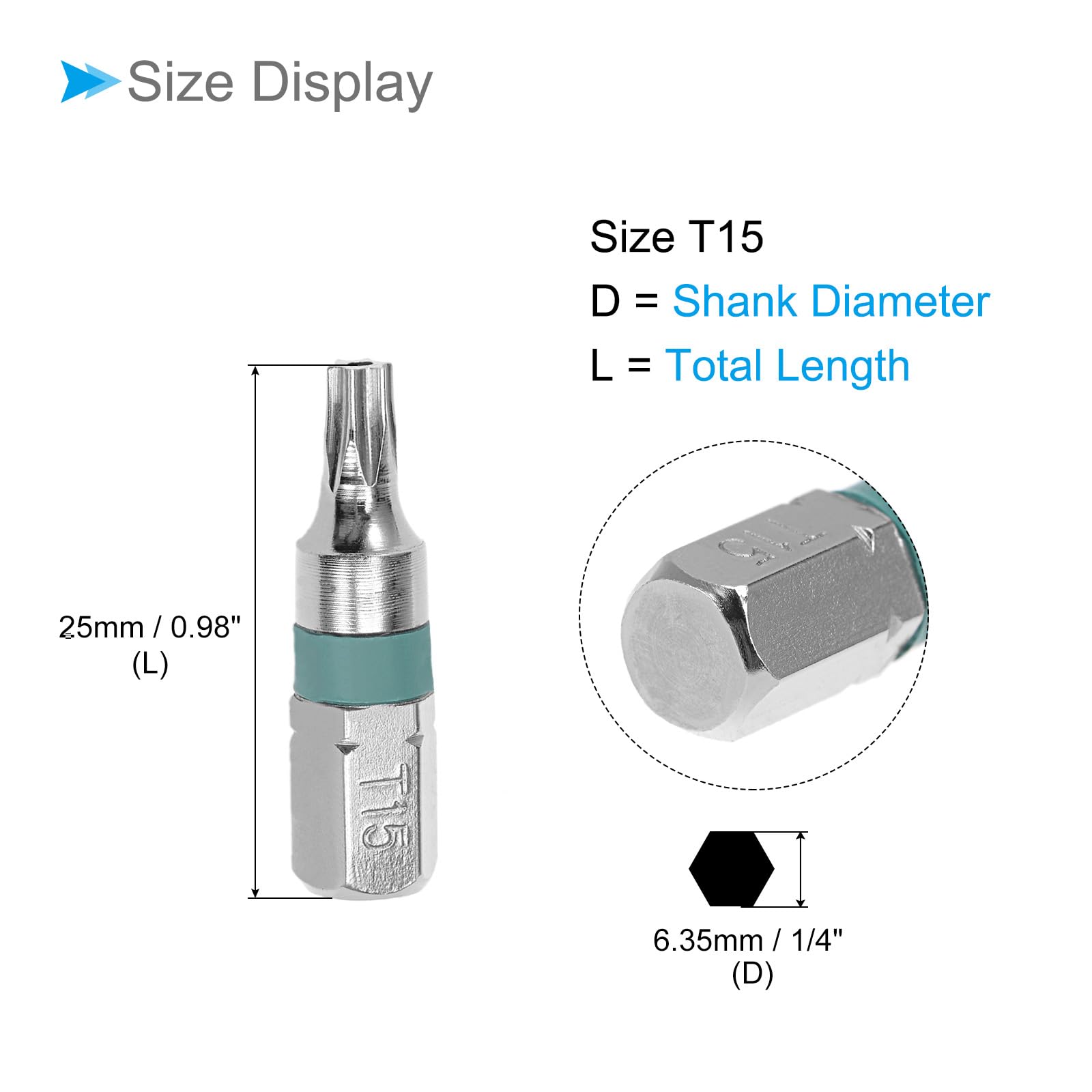 CoCud Torx Screwdriver Bits, 1/4" Hex Shank T15, Security Steel Screwdriver Bit - (Applications: for Car Maintenance), 4-Pieces - Image 2