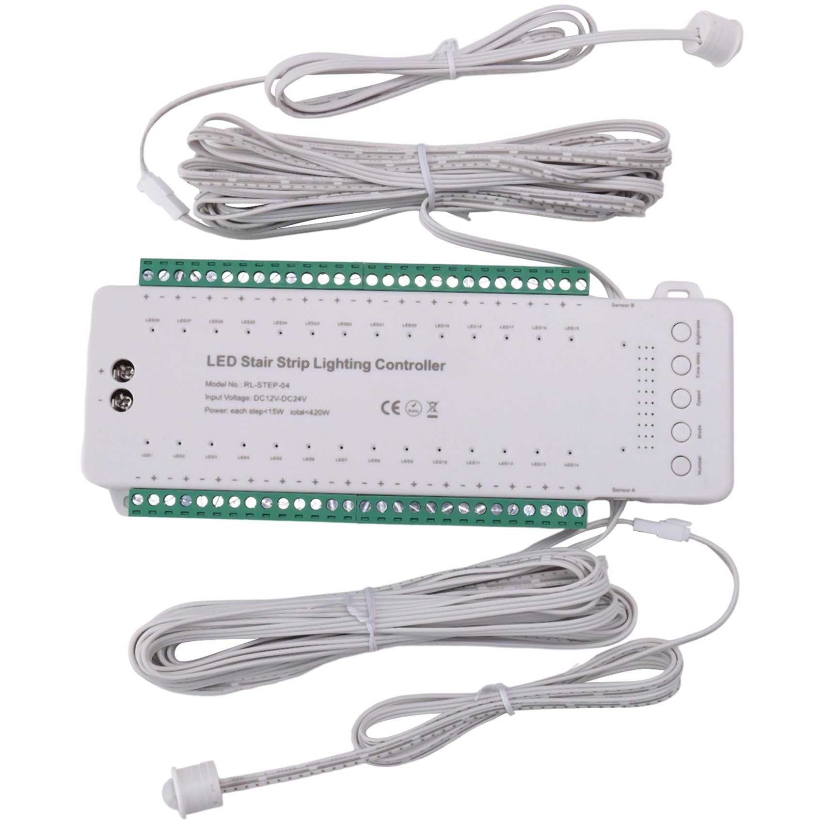 Anneth 28CH Stair Light Controller DC12V-DC24V Stair Step Light Controller LED Strip Dimmer