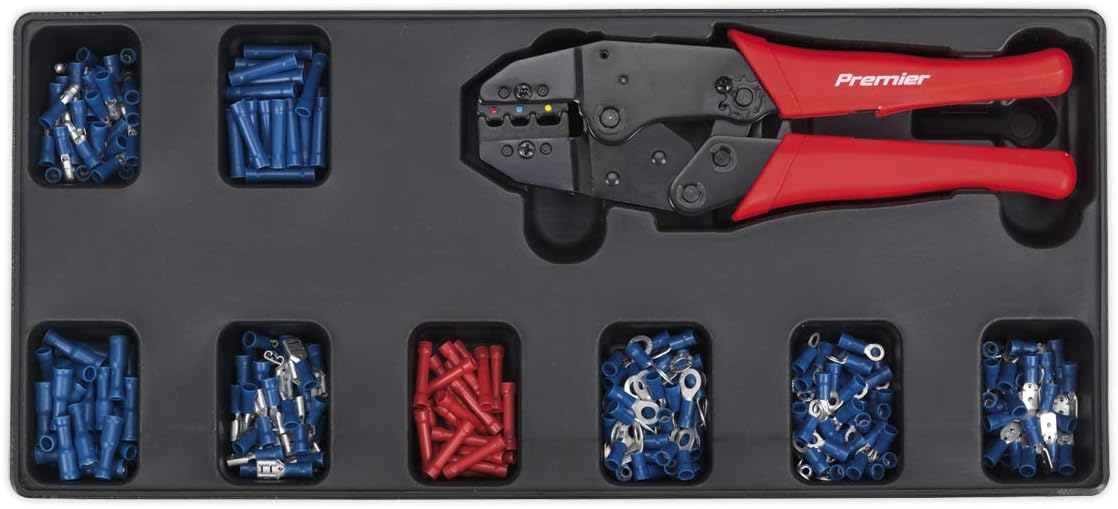 Sealey TBT16 Tool Tray with Ratchet Crimper & 325 Assorted Insulated Terminal Set