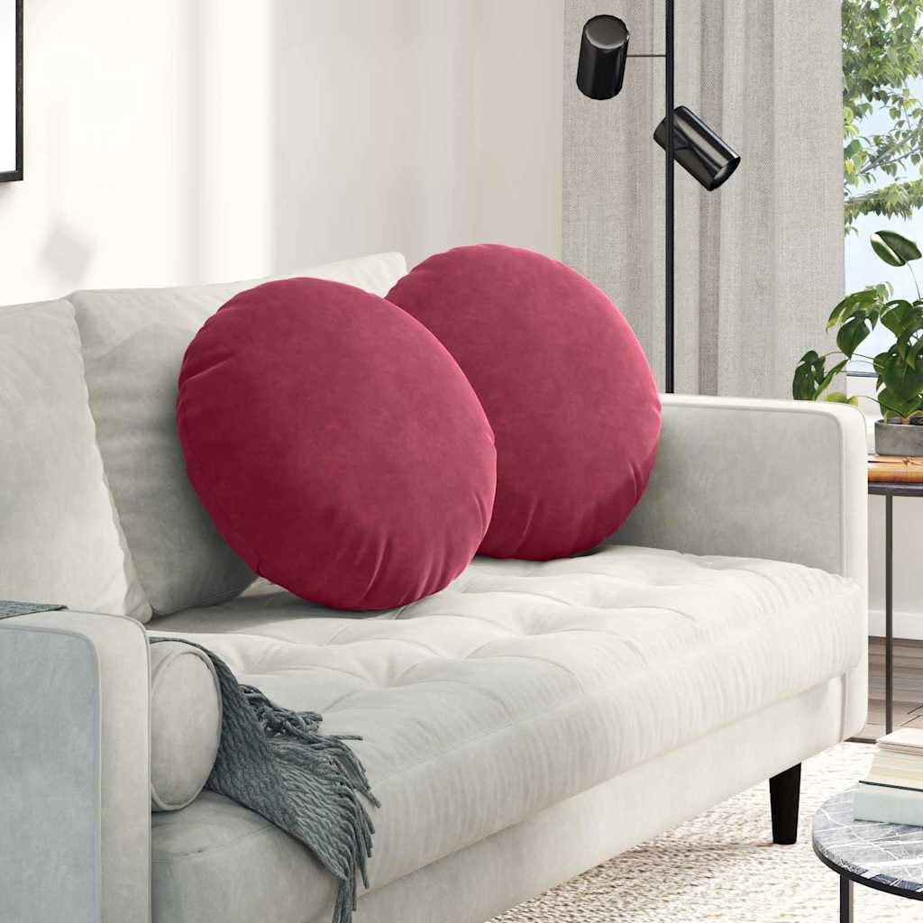 Coussins de siège velours bordeaux Ø50x19 cm amovibles pour déco salon