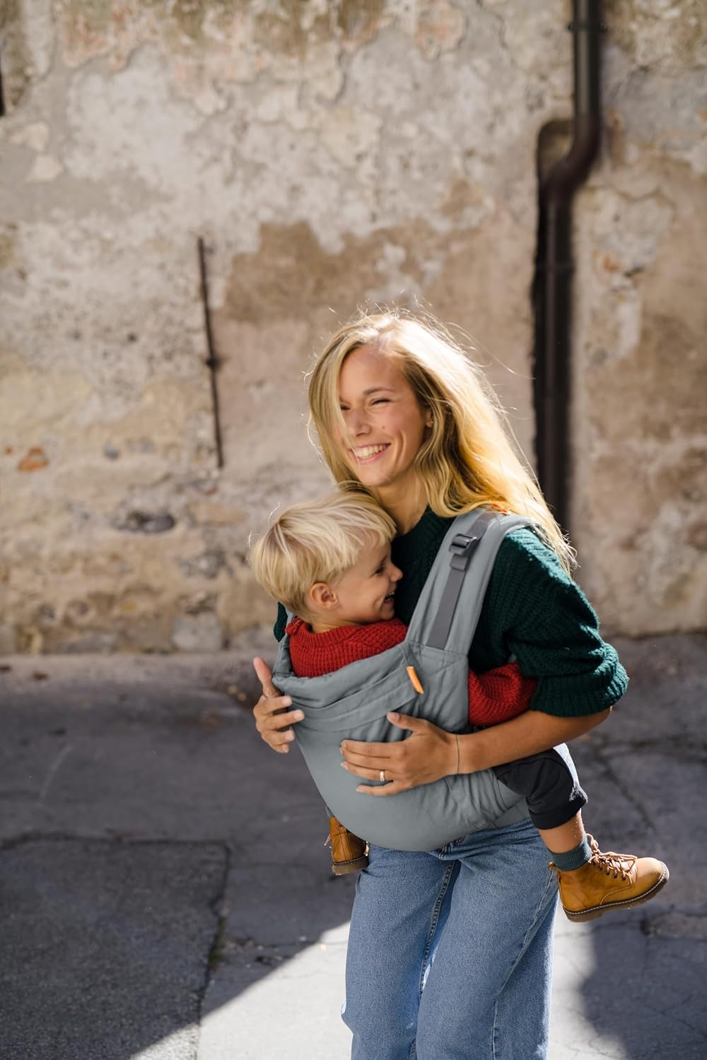 Beco Toddler Nosidełko dla dzieci z siedziskiem Extralarge - Nosidełko dla dzieci, 100% bawełna, lekkie i oddychające, do noszenia z przodu i z tyłu, dla dzieci o wadze od 9 do 27 kg (szare)