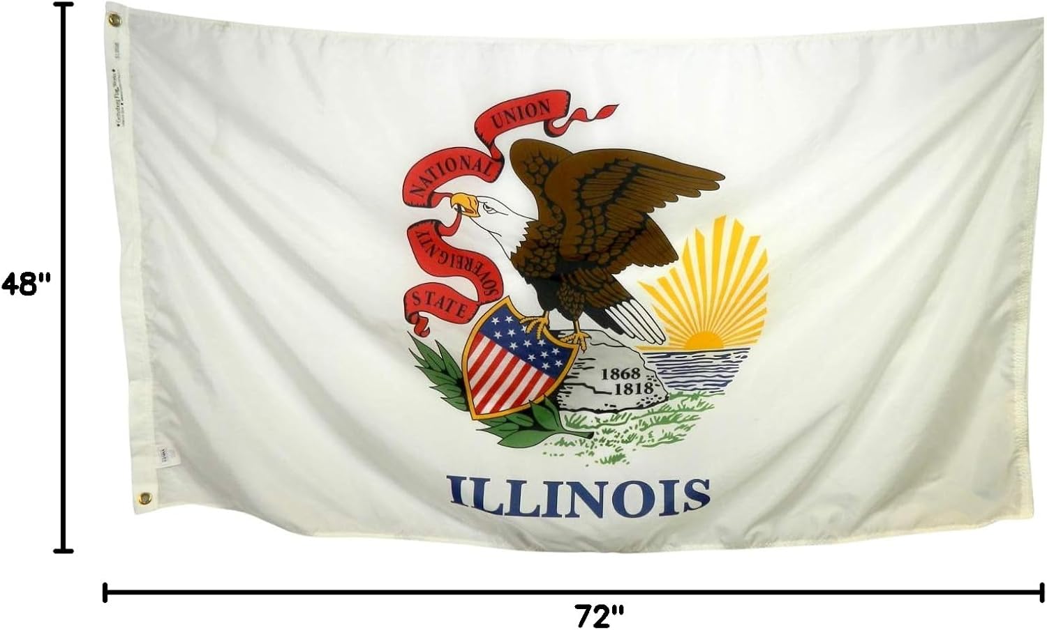 4x6' Illinois State Flag - All Weather Nylon & Reinforced Fly End Stitching - Made in USA (4x6')