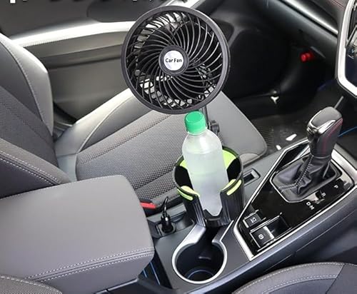 フレシキブルアーム搭載 ファン付き ドリンクホルダー 扇風機 直径150mm 12V カップホルダー 折りたたみ式 プロペラ付き 送風機 ファン カー用品 自動車