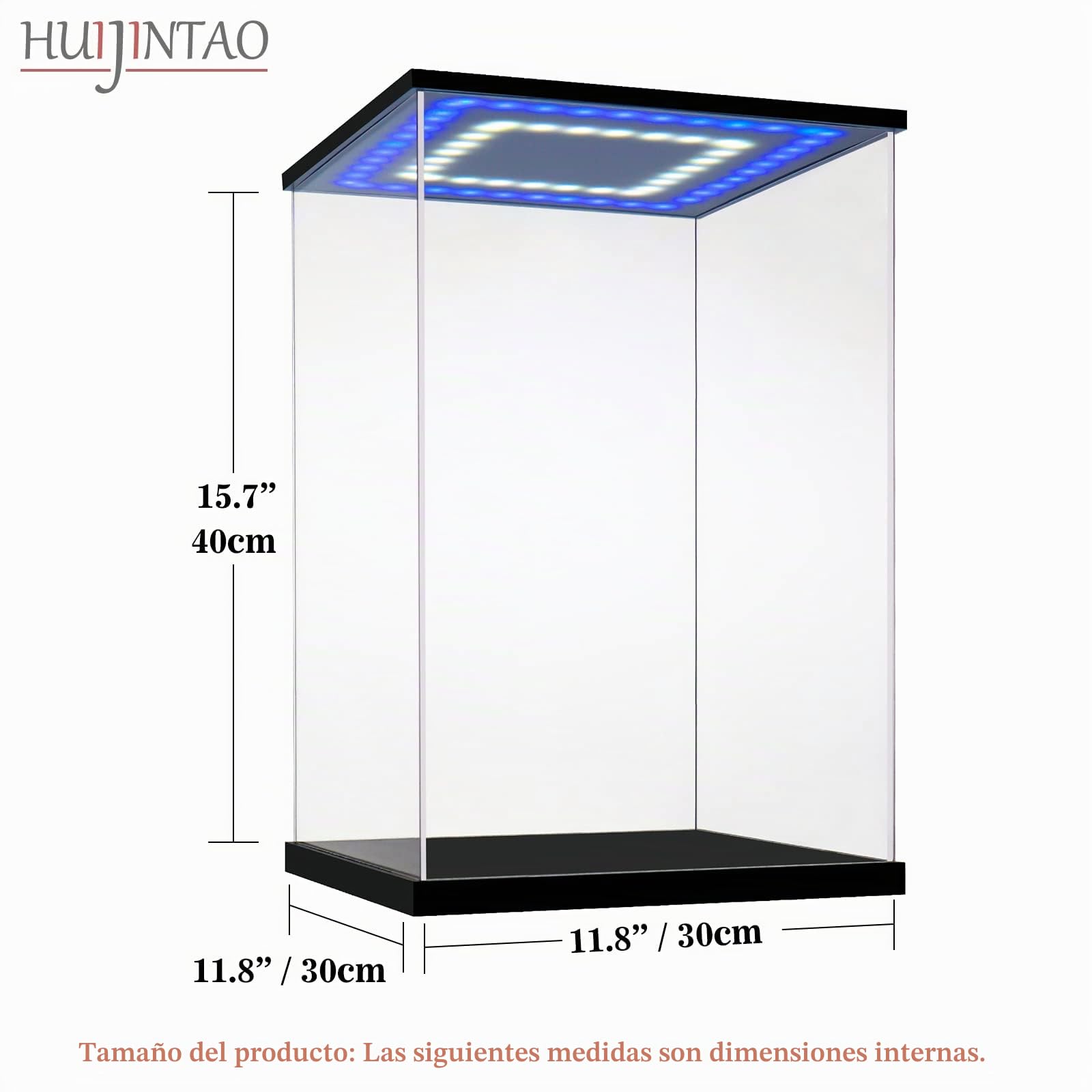 Vitrina Expositora para Colecciones, Vitrina Metacrilato con luz LED, Caja Metacrilato Transparente, Urna Metacrilato Expositor Vitrina para Colecciones, Miniaturas, Figuritas (30x30x40 cm)