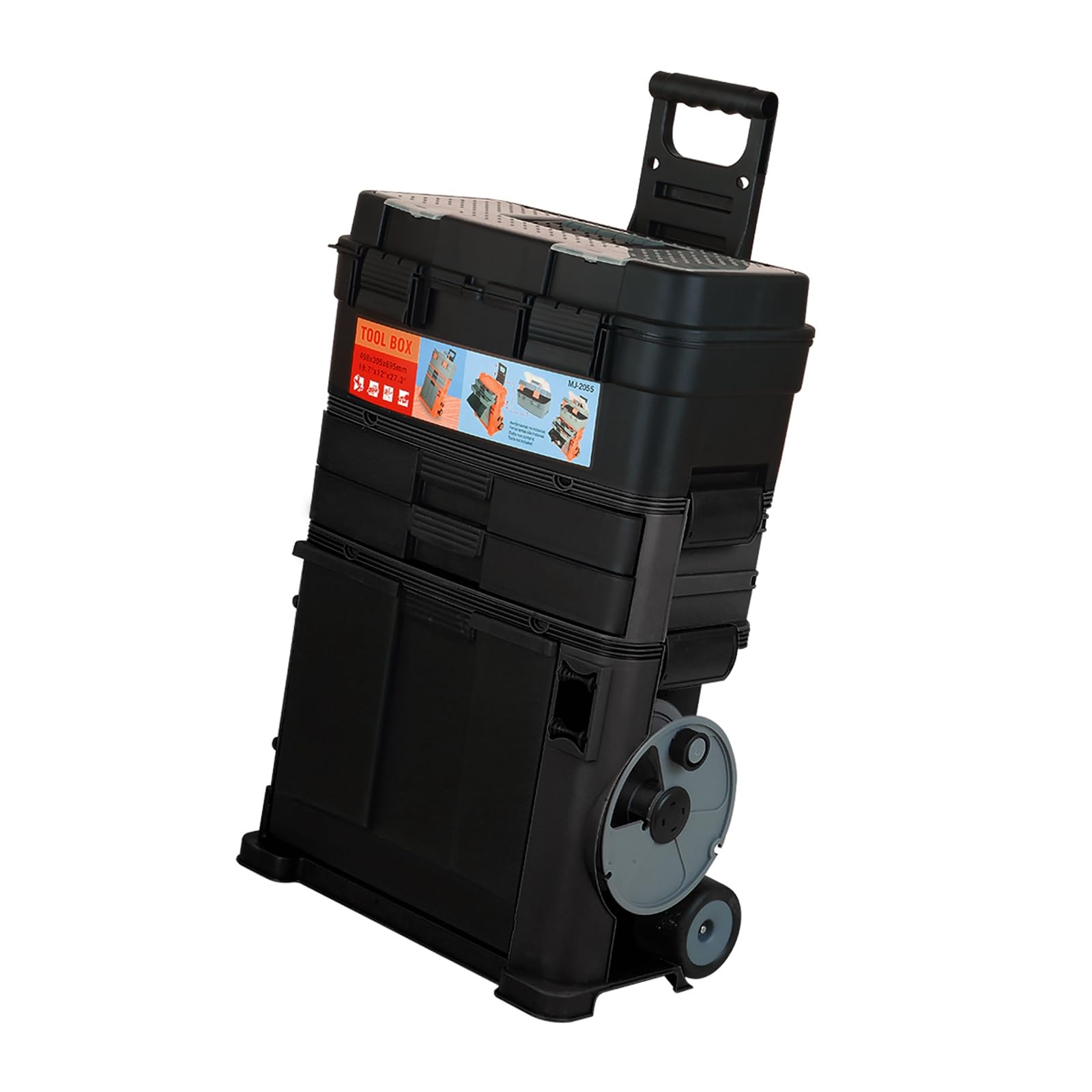 Switzer 3-In-1 Rolling Toolbox Stackable Tool Box Storage Tilting Bin W/ Handle