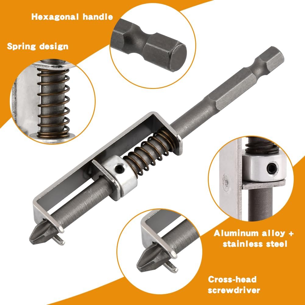 2Pcs Spring-loaded Screw Holder Bit, Anti-drop Screwdriver Bit, Bit Holder Universal Screw Retaining Tool for Electricians, Mechanics, DIY Home Repair(COLOR:silver)