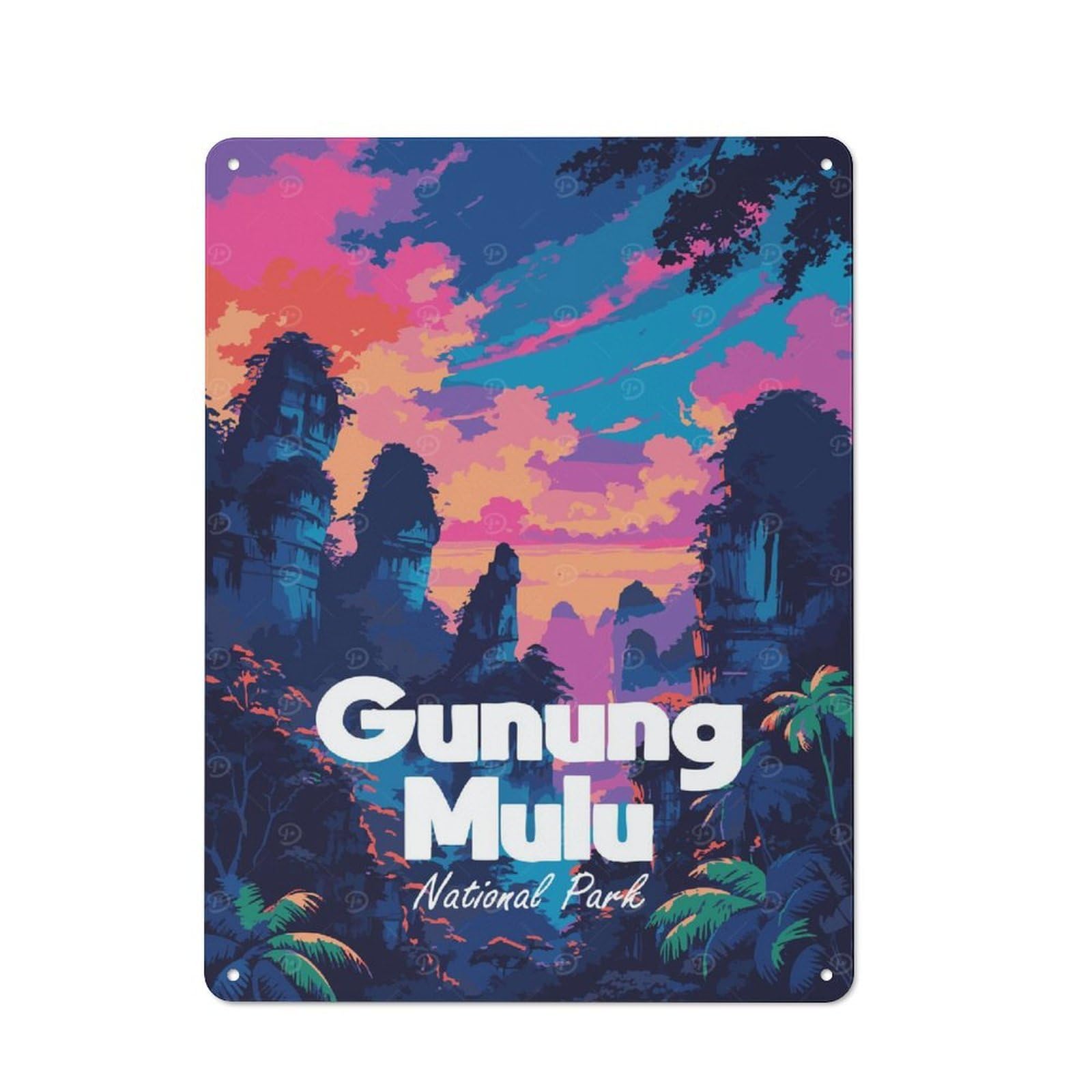 Junmoney Style-10 Metal Sign 40X30cm With Gunung Mulu National Park For Hallway Wall, Retro Decor, Gift For Hallway Decor Lovers During The Christmas Season