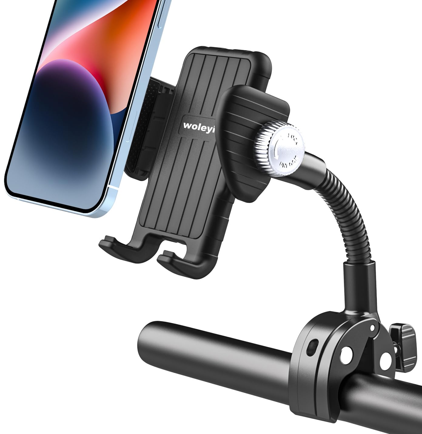 Support Téléphone Poussette Fauteuil Roulant Scooter [Flexible & Stable]
