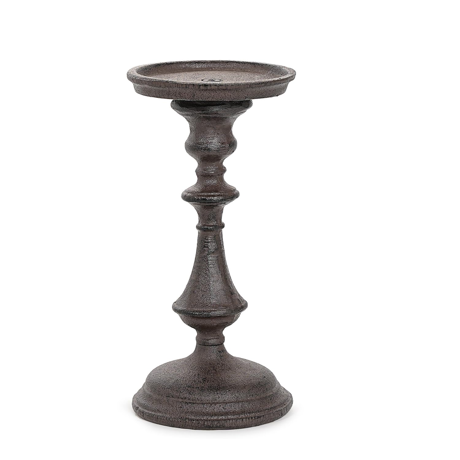 Sungmor Rustykalny żeliwny świecznik filarowy, 19,8 cm wysokości, vintage świeczniki, metalowy świecznik stołowy, stojak na świece na półkę kominkową, dekoracja domu