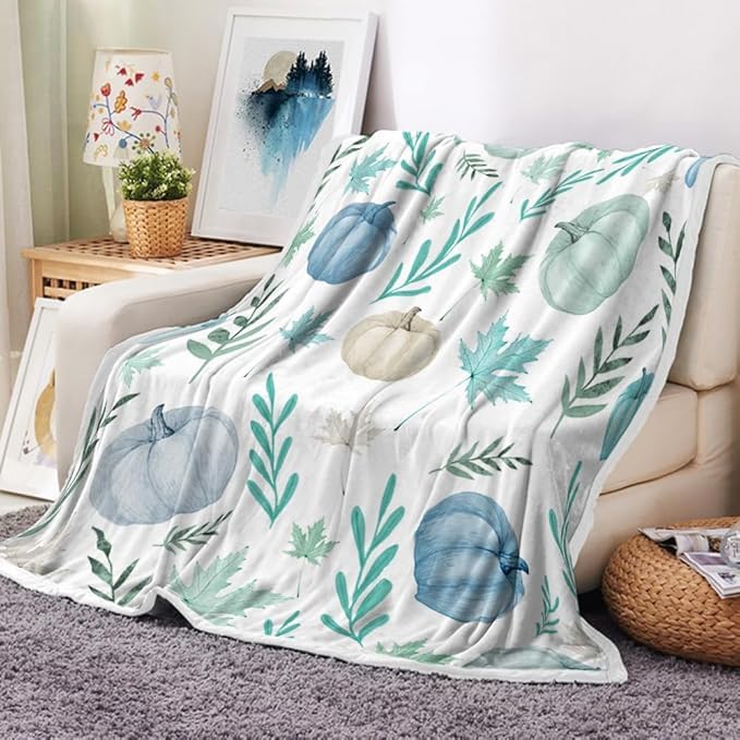 Couverture de citrouille anti-froid en polaire douce pour lit et canapé