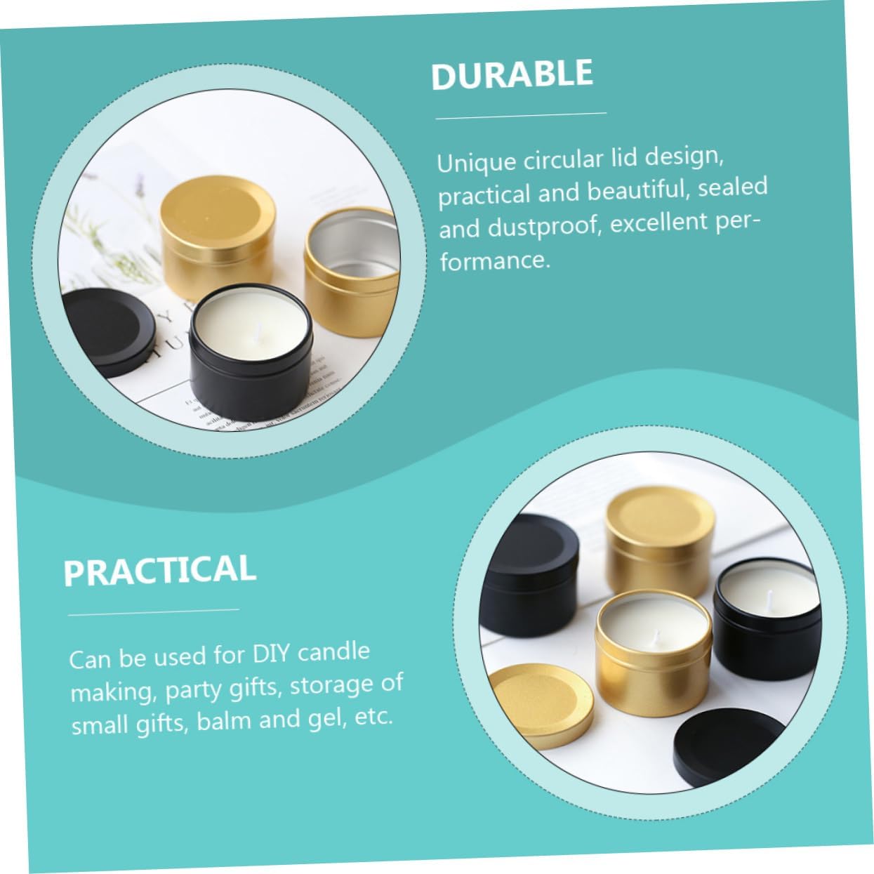 Xmas 4pcs 50ml Aluminum Alloy Candle Storage Container