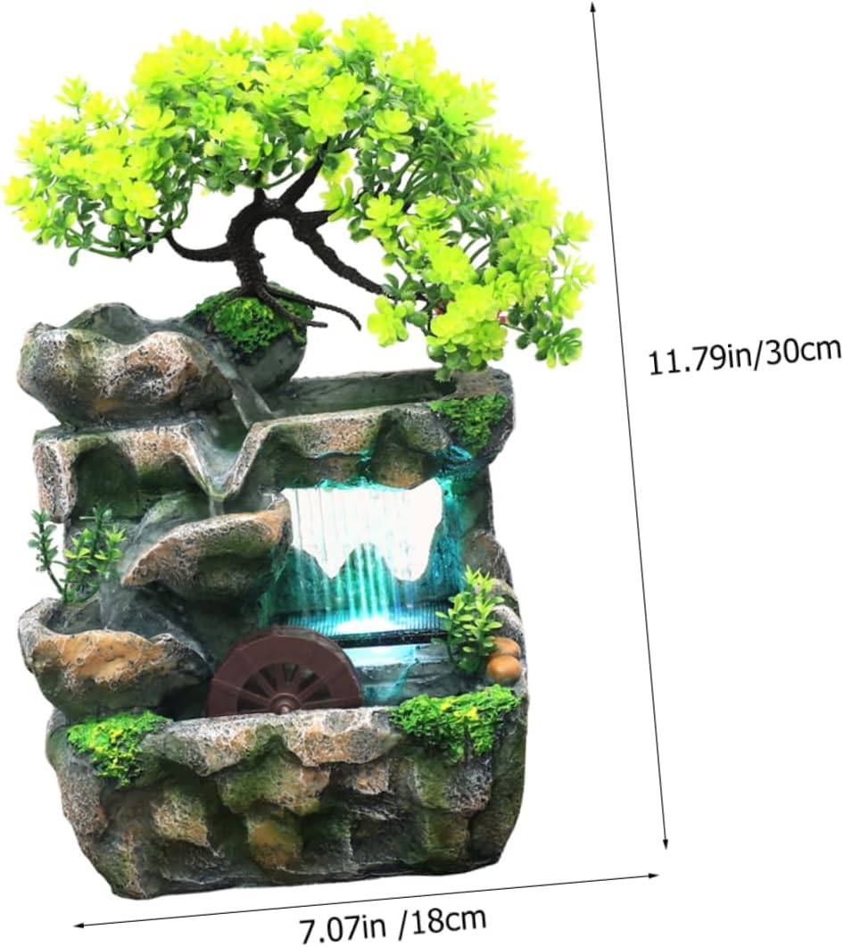 ERINGOGO Desk Water Fountain for Indoor Decoration Mini Waterfall Tabletop Feature Zen Design for Home and Office Relaxation Compatible