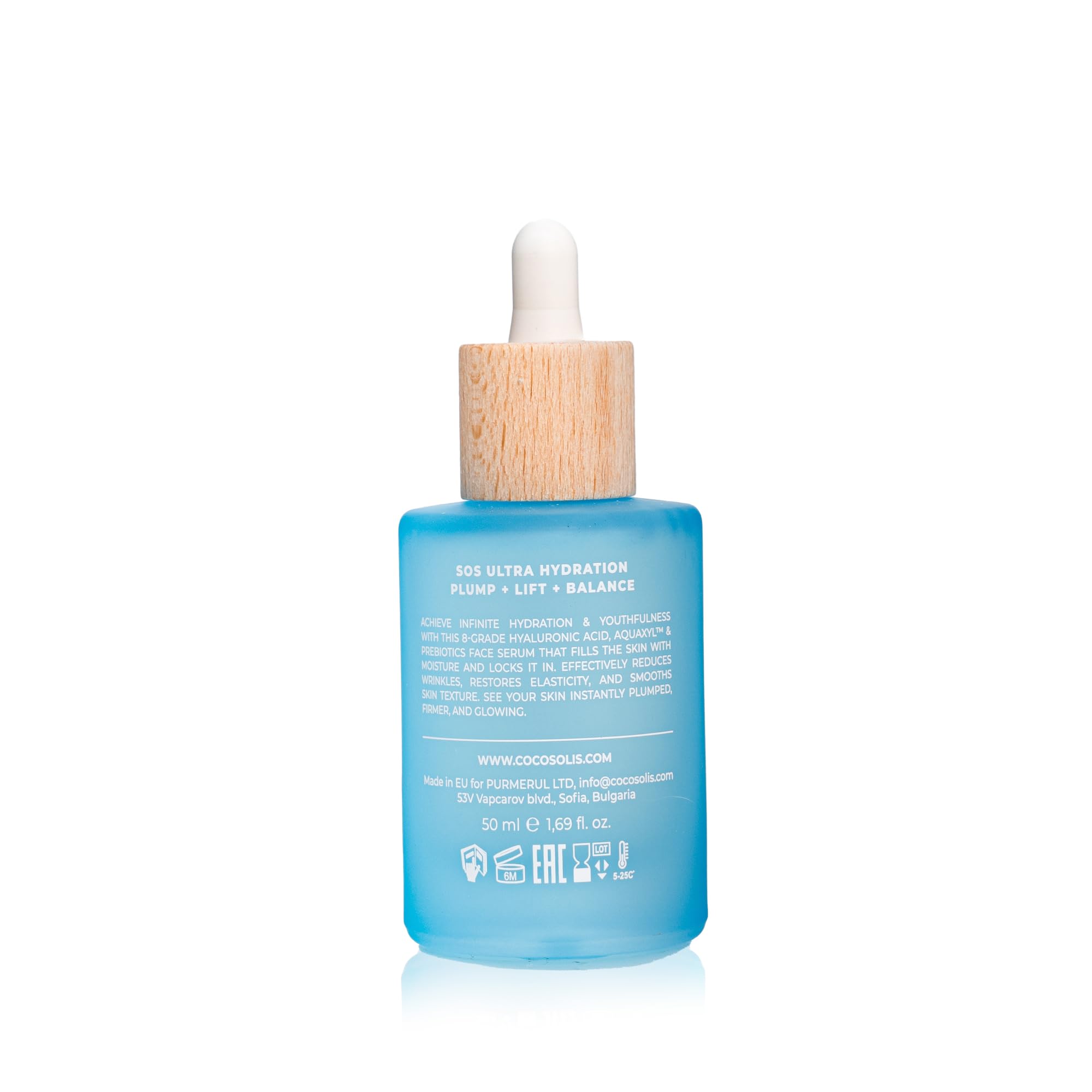 COCOSOLIS AQUA Filler-Effect Hyaluron Supreme Siero viso con 8 tipi di acido ialuronico e Aquaxyl™, vegano Anti-Age Cura diurna con Ultra Idratazione