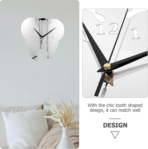 Miniatura 8 de SUPVOX Reloj de pared decorativo para el hogar con forma de diente, decoración de acrílico silencioso, decoración retro