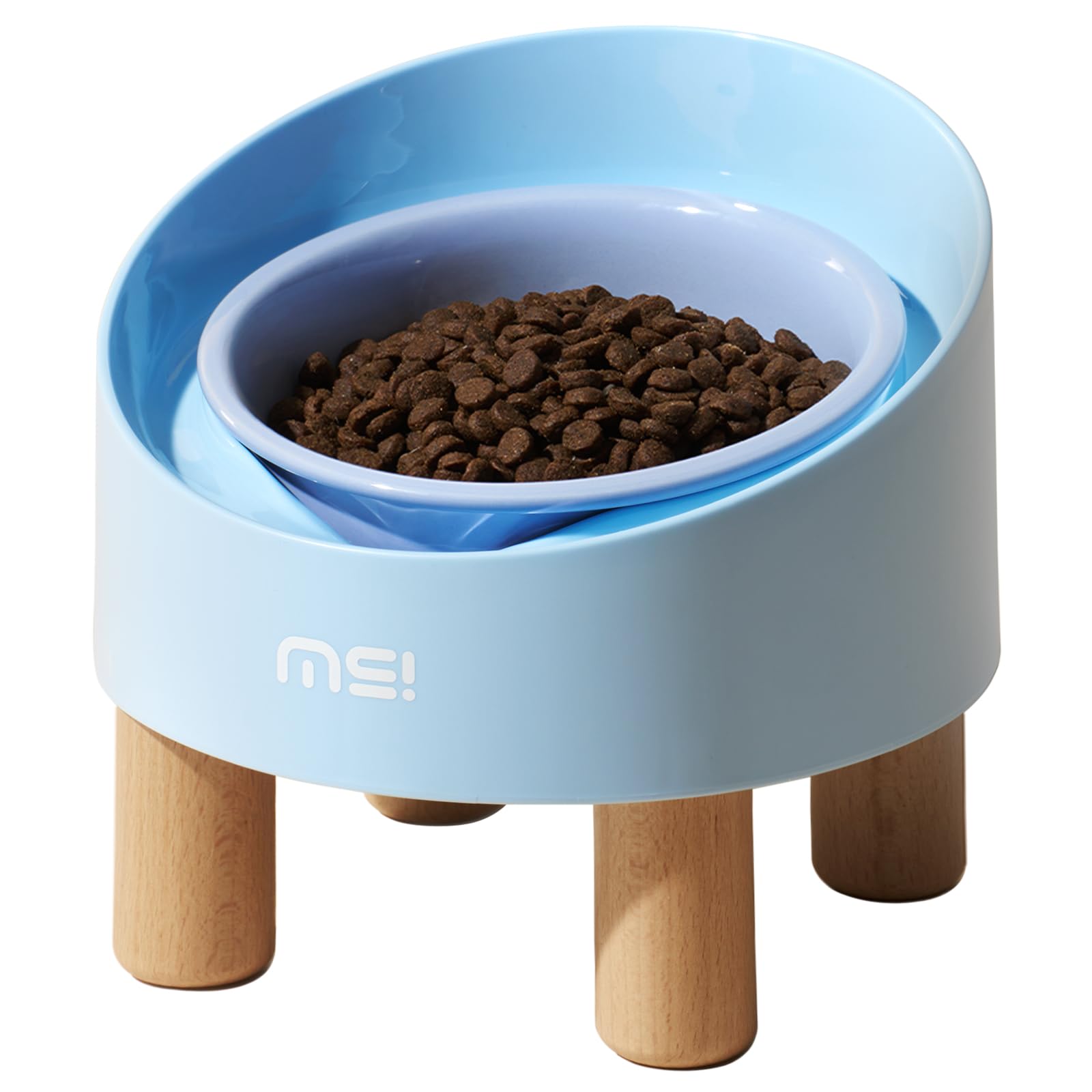 MS!MAKE SURE Cat Bowls, Adjustable Elevated Ceramic Cat Bowls with Anti-Slip Rubber Pad, Splash Guard, Lead & Cadmium Free, Whisker Friendly, for