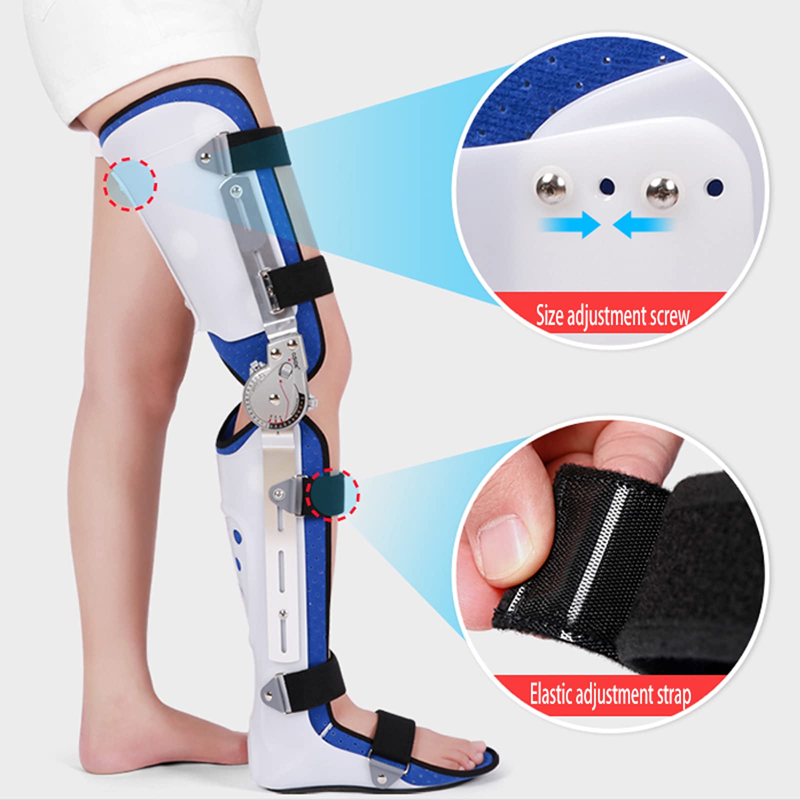 Rodillera Ortopédica para Cadera, Rodilla, Tobillo Y Pie con Botas para Caminar, Soporte Ajustable para Ayudar A La Rodilla A Recuperar El Entrenamiento Funcional O Funcion,Right-S