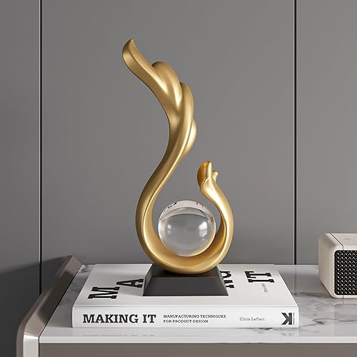 Miniatura 6 de Estatua moderna dorada para decoración del hogar, escultura abstracta, adornos decorativos para sala de estar, oficina, estante de escritorio, mesa