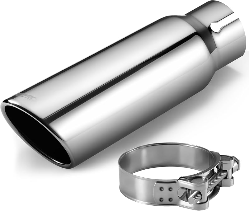 Ponteira de escapamento Upower em aço inoxidável polido, entrada 3", saída 4", comprimento 12" – 1 unidade