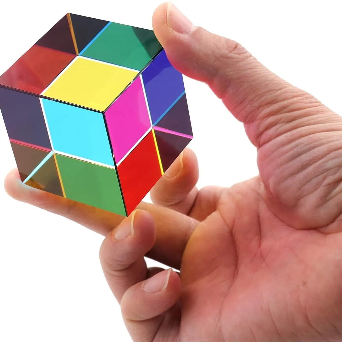Cubo colorato Prisma Cubo di cristallo da 30‑60 mm for esperimento di fisica Decorazione da tavolo Giocattolo educativo(30x30mm)