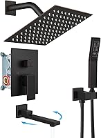 Vista 14 de gotonovo Duchas de lujo de 3 funciones para baño, montaje en pared, cabezal de ducha de 10 pulgadas, sistema de ducha con boquilla de bañera, cuerpo