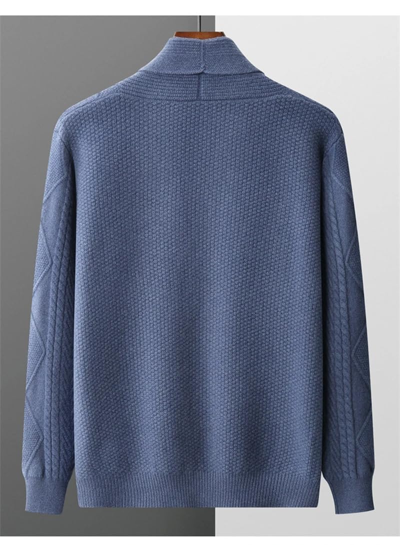 Dninmim Suéteres de cachemira para hombre, cárdigan con solapa, sueltos, de negocios, gruesos, chaqueta de punto