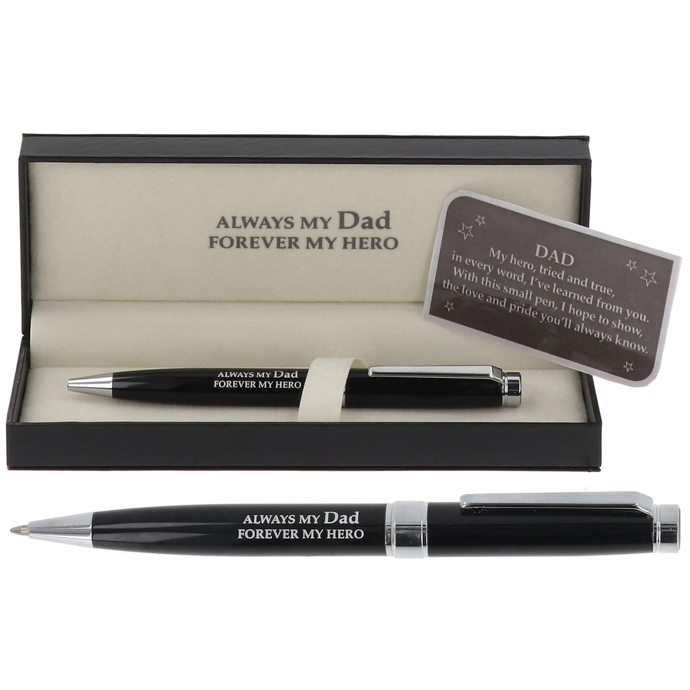 Bridgewater Pen Company Sentimental Ballpoint Pen, Luxury Refillable Ballpoint, Boxed with Message Card for family, Mum, Nan, Sister, Friends, Dad & Grandad (Always My Dad Forever My Hero)