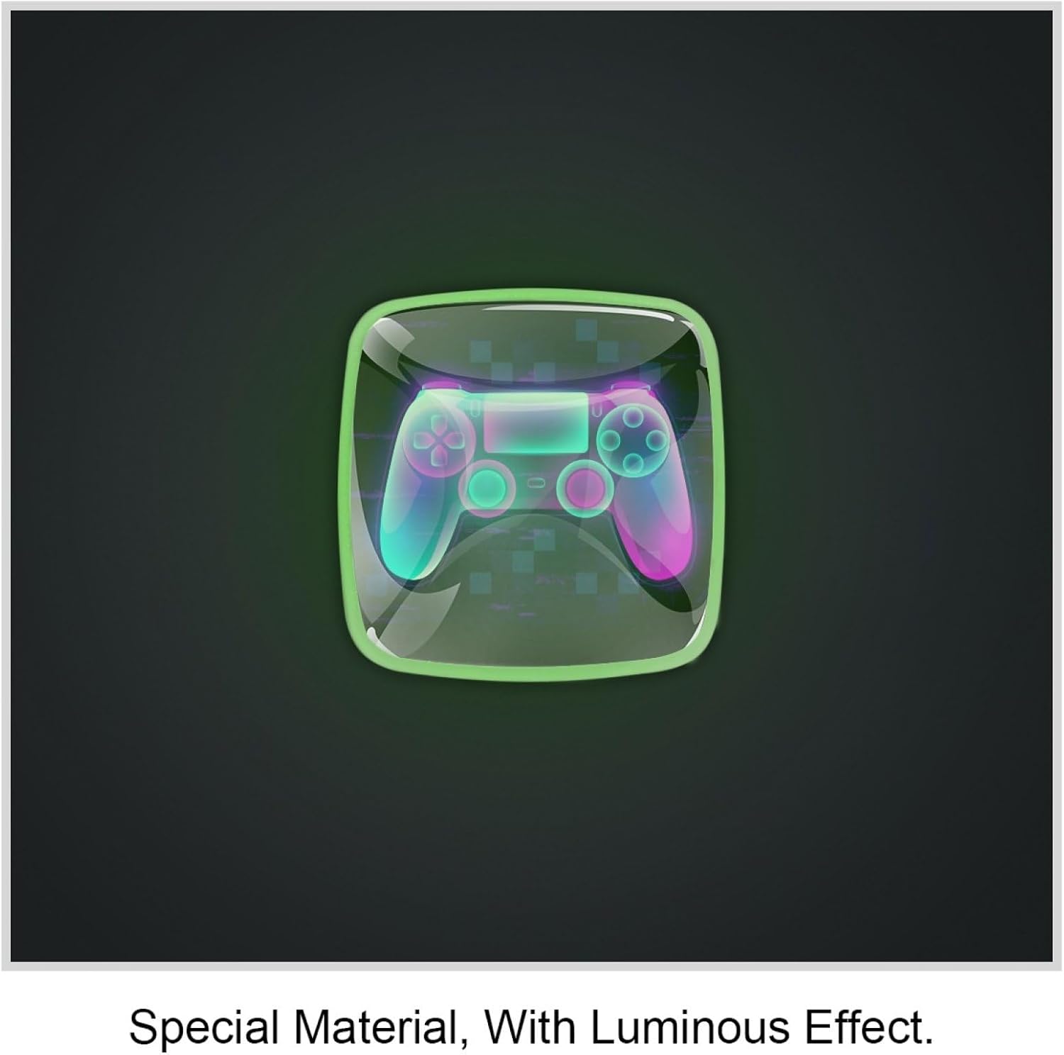 4 Pack Cabinet Knobs Neon Gaming Controller Drawer Knobs Square Glass Knobs Dresser Pulls Hardware Cupboard Wardrobe Handles for Kitchen, Glowing in The Dark