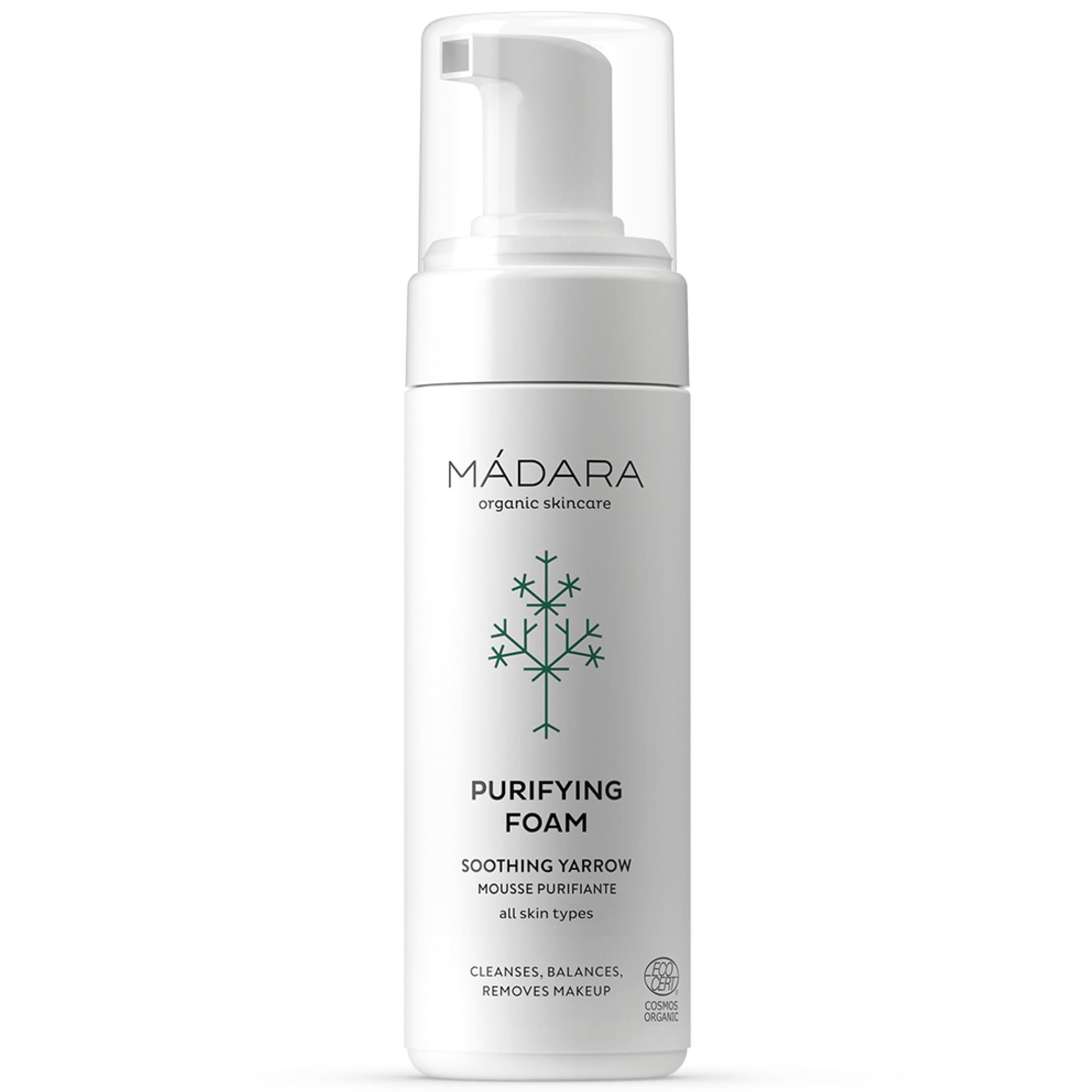 MÁDARA Organic Skincare | Mousse Nettoyante Visage - 150 ml, à l'extrait d'Achillée millefeuille Vegan, Mousse nettoyante douce, Vegan, Certifié Ecocert, Emballage recyclable