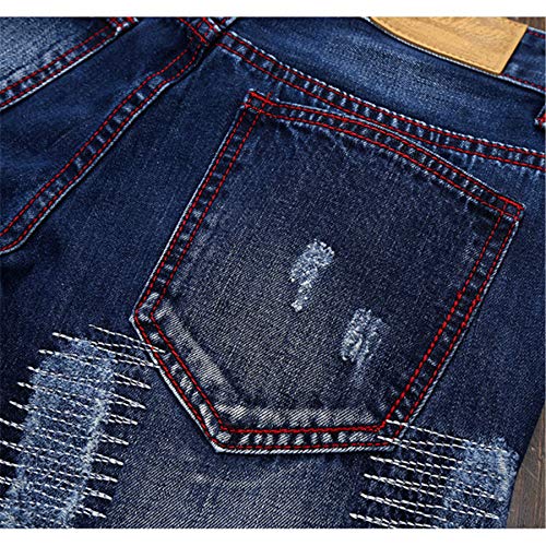 Andongnywell Men's Straight Biker Distressed Denim Pants Man Skinny Destroyed Jean Trousers with Zipper Pocket4