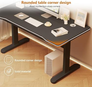 Modern Gaming Desk with T-Shaped Bracket, Computer Study Writing Table for Home Office,Wood Art PC Suitable Desks