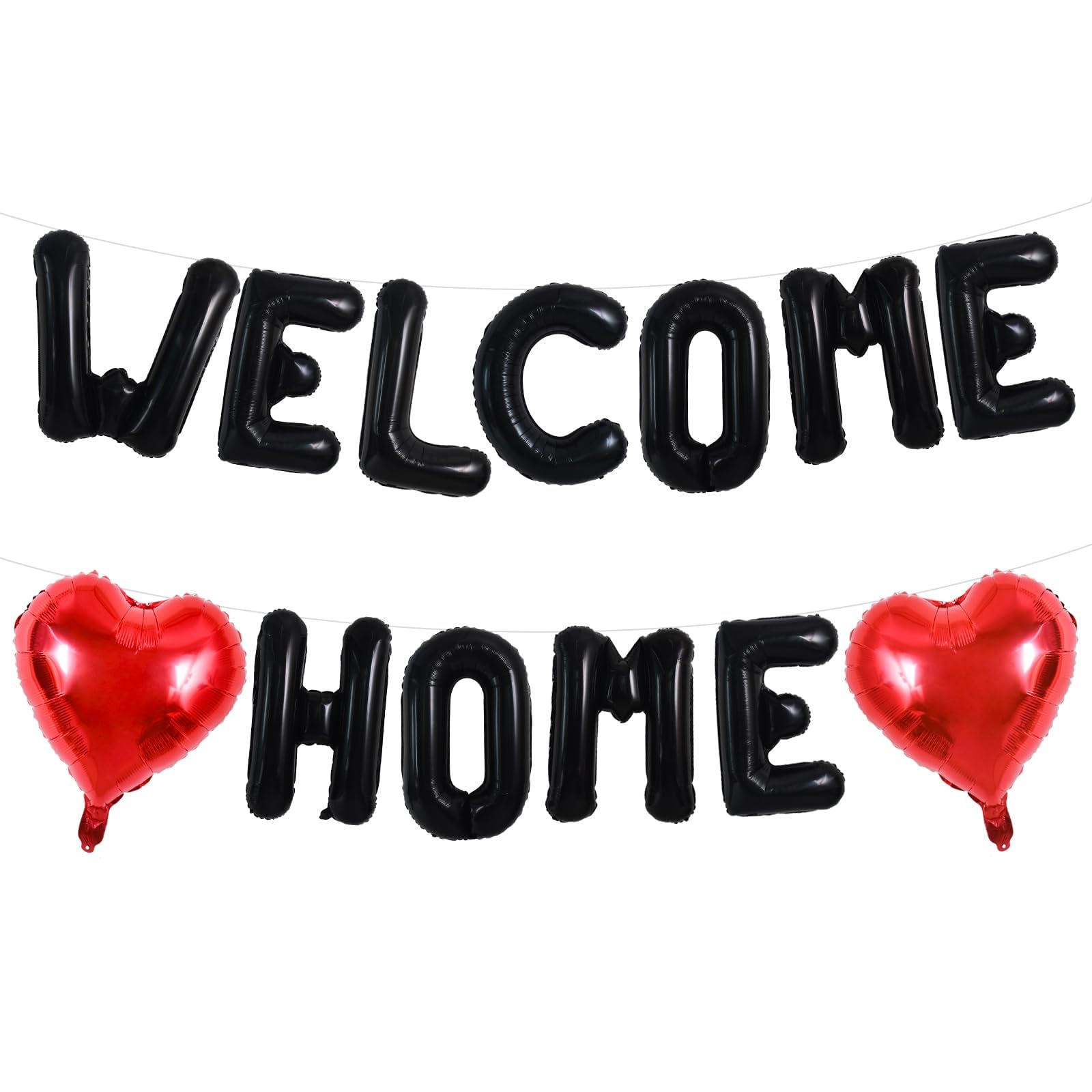 DecoGlee Welcome Home Balloons,16 Inch Black Welcome Home Foil Balloons Banner Party Decorations for Homecoming Party Decorations House Warming Family Gathering Supplies — image 1
