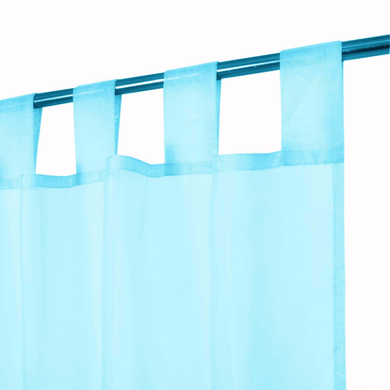 Megachest sheer Voile Tab Top Curtain(angel blue, 56" wideX72 drop(W142cmXH183cm))