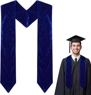 70" Velvet Graduation Stole Sash, Maroon/Royal Blue/Gold Stole Sash for Graduation Ceremony Party Accessories