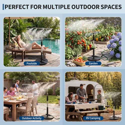 Standing Misters for Outside Patio with T-Bar 4 Nozzles & 10ft water hose by Garvee - Used condition - Image 6